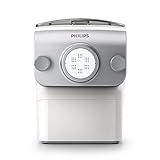 Philips Máquina para Hacer Pasta - Totalmente Automática, Pesaje Automático, 4 Moldes, Libro Recetas, Plateado/Blanco (HR2375/05)
